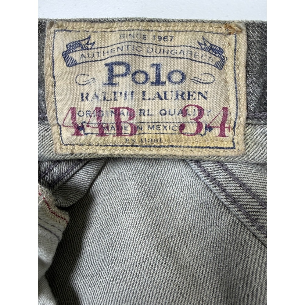 Polo Ralph Lauren Hampton Straight Gray Jeans Mens 44x34 Vintage Y2K Grunge - Picture 3 of 12